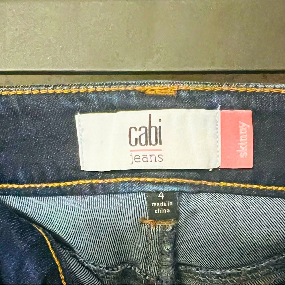CABI 4 WOMENS DARK BLUE SKINNY STRETCH DISTRESSED SOFT COMFY COTTON BLEND‎ JEANS - Picture 4 of 8